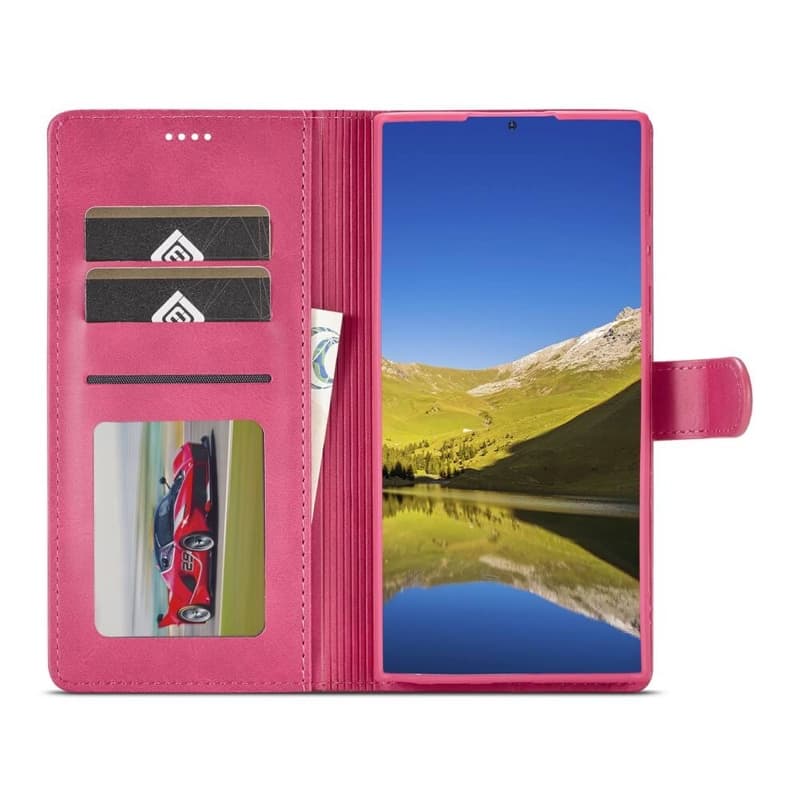 Samsung Galaxy S26 Ultra - LC.IMEEKE Custodia a portafoglio con 3 scomparti per carte e chiusura magnetica, rosa – 2