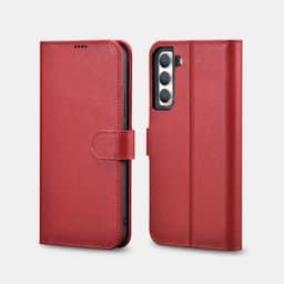 iCarer Samsung S22+ Genuine Leather Flip Book Case Red – Bild 1