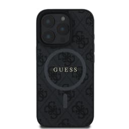 iPhone 16 Pro - Guess PU Leather 4G Colored Ring MagSafe Back Case (GUHMP16LG4GFRK), Black – Bild 2