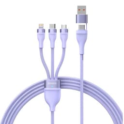 Baseus - Flash Serie Ⅱ - 2-in-1 Ladekabel U+C auf M+L+C, 100W 1.2m, Lila (CASS030105) – Bild 1