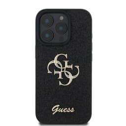 iPhone 16 Pro Max - Guess PU Fixed Glitter 4G Metal Logo Back Case (GUHCP16XHG4SGK), Black – Bild 2