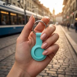 AirTag key fob - RPD silicone case with metal ring, turquoise – Bild 3