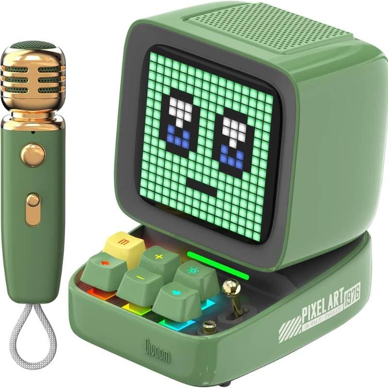 Divoom - DitooMic- 8 Bit Pixel Art Speaker - Bluetooth - Karaoke & Voice Morphing - Green