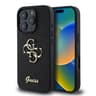 iPhone 16 Pro Max - Guess PU Fixed Glitter 4G Metal Logo Back Case (GUHCP16XHG4SGK), Black