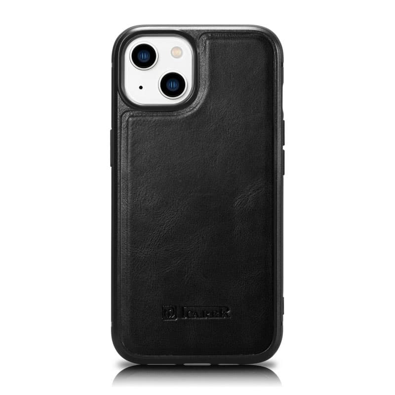iPhone 14 - iCarer Oil Wax Echtleder Case schwarz (WMI14220717-BK)