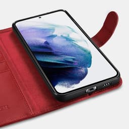 Samsung S22 Ultra - iCarer Echtleder Flip Case rot (AKSM06) – Bild 8