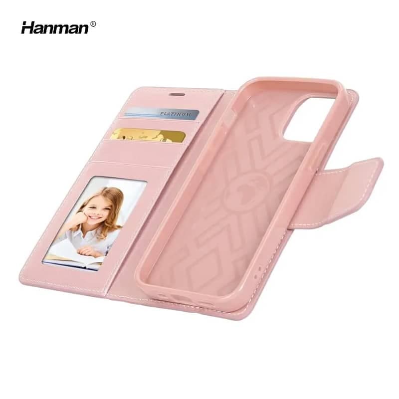 Apple iPhone 6 Plus / 6s Plus - Hanman Mill Flip Case mit 3 Kartenfächern, roségold