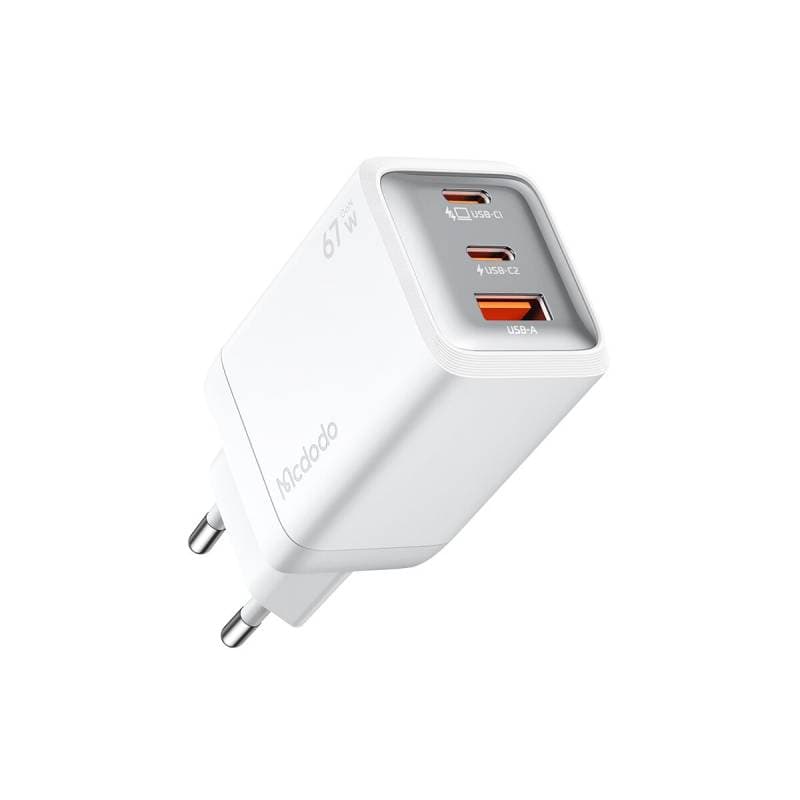 McDodo - Caricabatterie rapido mini da 67W 2x USB-C + 1x USB-A, bianco