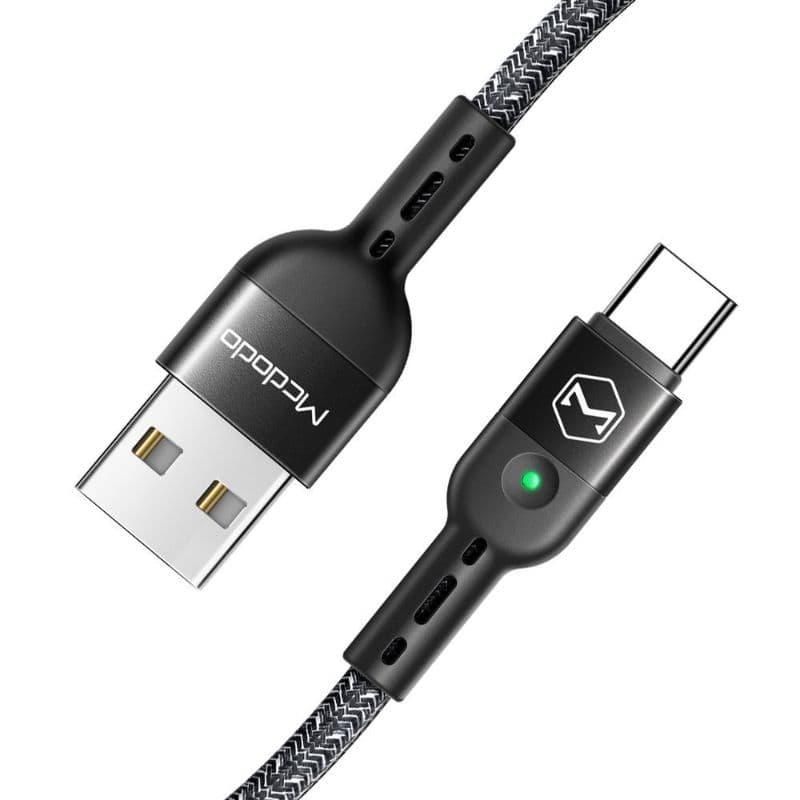 McDodo - USB-A to USB-C Spiralkabel 1,8m, Black – 2