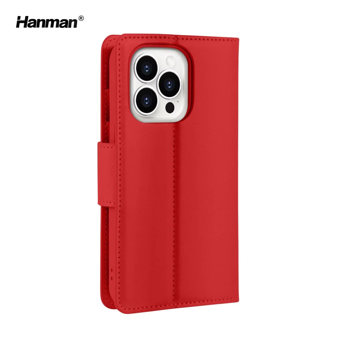 Apple iPhone 12 / 12 Pro - Hanman Mill Flip Case mit 3 Kartenfächern, rot – 4