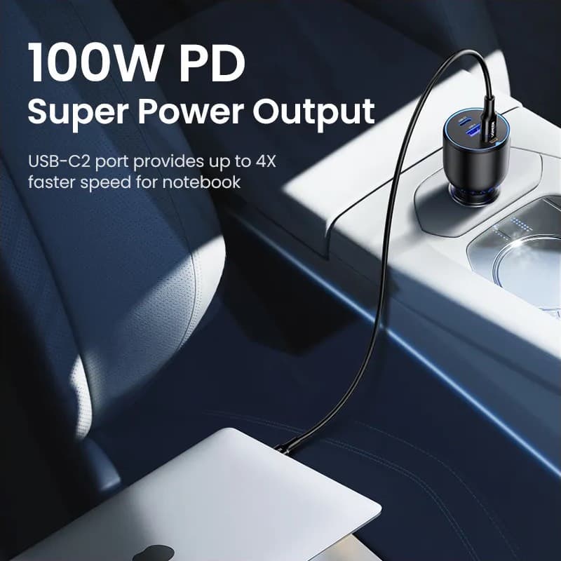 Ugreen – 130W Schnellladegerät Auto 2x USB-C + USB-A (CD293 / 90413), schwarz – 2