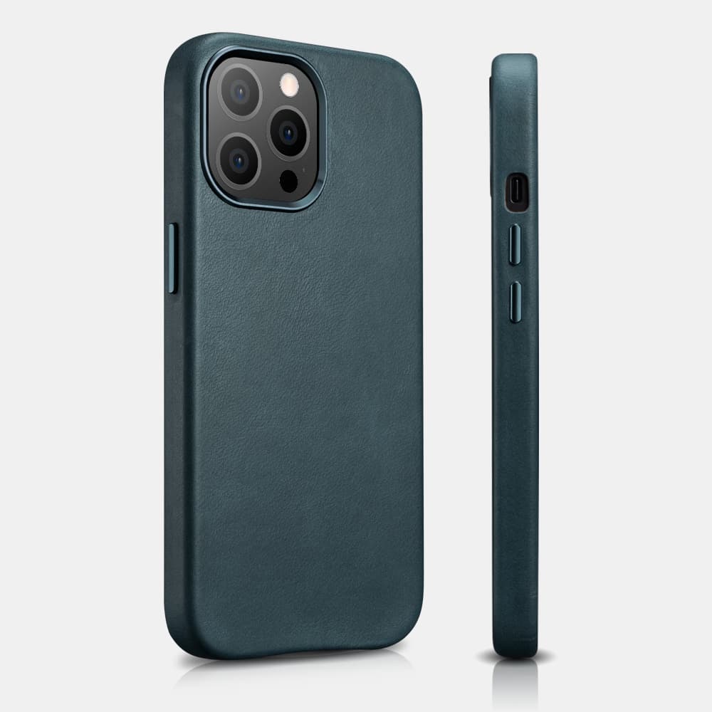 iPhone 13 Pro Max - iCarer Oil Wax Premium Echtleder Magsafe Back Case Blau WMI1304 – 4
