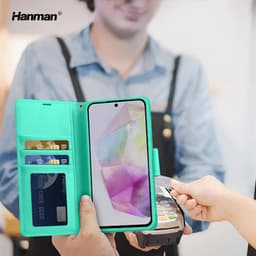 Samsung Galaxy S24 Plus - Hanman Mill flip case with 3 card slots, turquoise – Bild 6