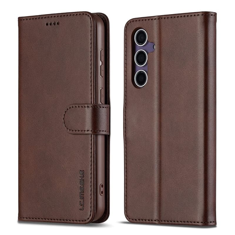 Samsung Galaxy A37 - LC.IMEEKE Wallet case with 3 card slots & magnetic closure, brown