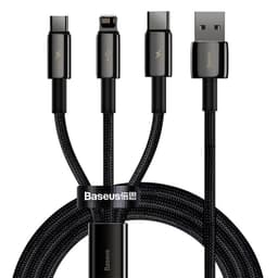 Baseus - Tungsten Gold - 3-in-1 fast charging cable USB to M+L+C, 3.5A 1.5m, Black (CAMLTWJ-01) – Bild 1