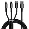 Baseus - Tungsten Gold - 3-in-1 fast charging cable USB to M+L+C, 3.5A 1.5m, Black (CAMLTWJ-01)