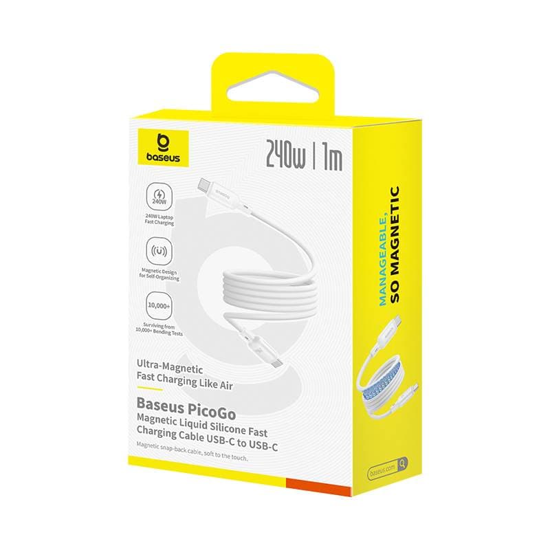 Baseus - PicoGo Serie - Magnetisches Schnellladekabel USB-C auf USB-C, 240W 1m, Mondweiss (P10376800211-00) – 2