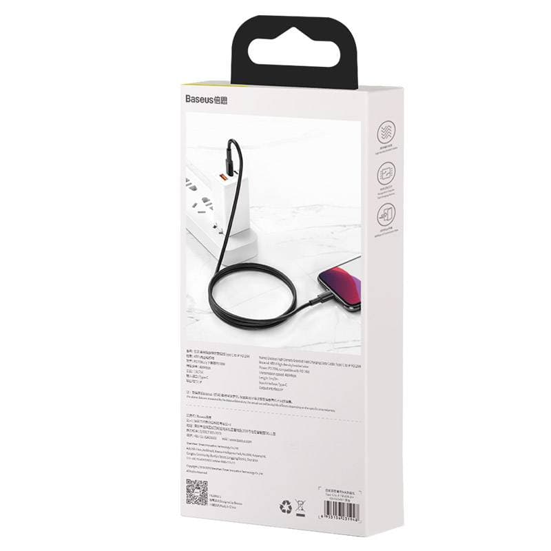 Baseus - Cavo di ricarica rapida ad alta densità da Tipo-C a iP PD, 20W 2m, nero (CATLGD-A01) – 3