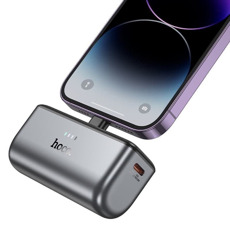 Hoco - Q31 Ingenious PD20W Powerbank, 5000mAh, connettore Lightning, portatile, nero