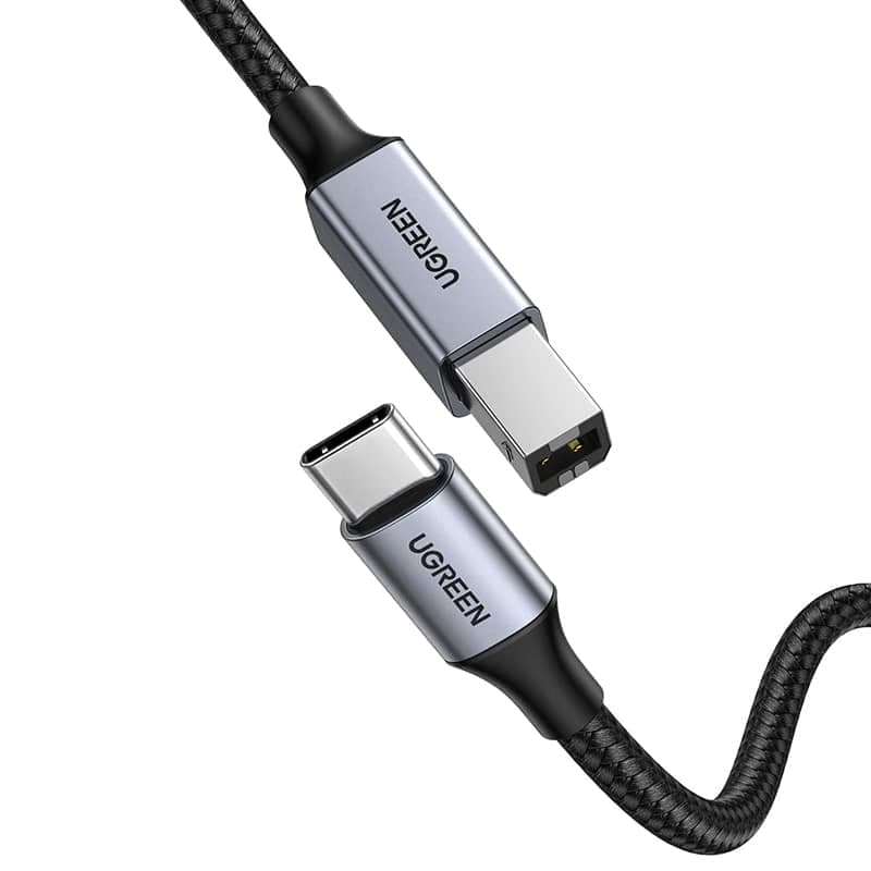 Ugreen – USB-C auf USB-B 2.0 Druckerkabel – Alugehäuse 3 m (US370 / 80808), schwarz/grau