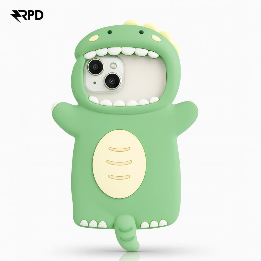 iPhone 11 - 3D Dino Hülle mit offenem Maul, weiches Silikon, Grün