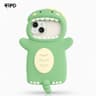iPhone 11 - Custodia 3D Dino con bocca aperta, in morbido silicone, verde