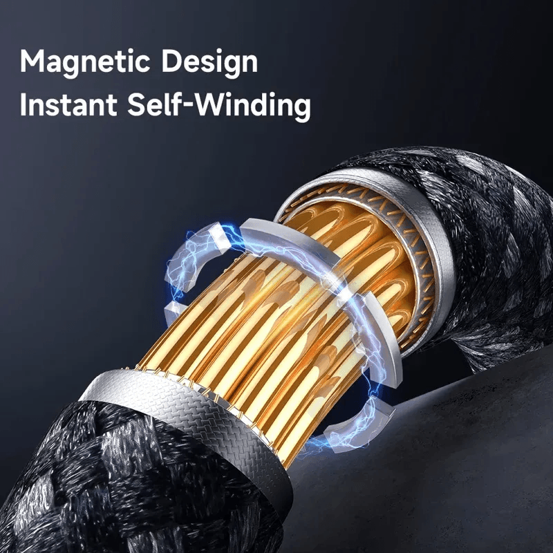 McDodo - USB-A to USB-C Magnetic Self Winding Cable, Fast Charging,1.2m, Schwarz – 4