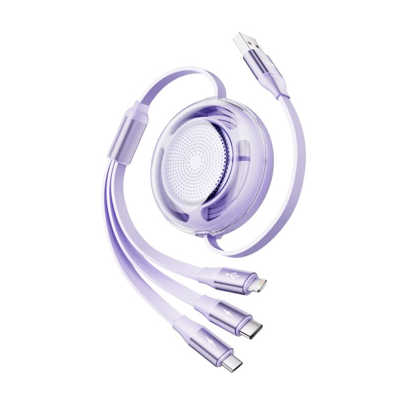 Rock L10 Honeycomb 3in1 Datenkabel - Micro-USB, USB-C, Lightning, Violett