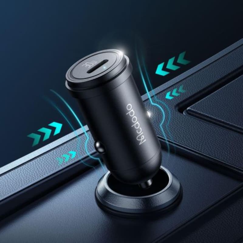 Mcdodo - 30W Fast Car Charger Kit - inkl. Lightning & USB-C 1.2m Kabel, schwarz – 3