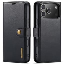 iPhone 17 Pro - DG.MING Flip Case, 3 Kartenfächer, Magnetverschluss, Leder-Optik, Grau – Bild 2