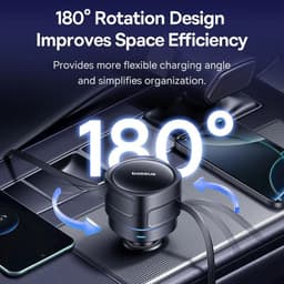 Baseus Enjoyment Max Car Charger - 60W Dual USB-C Retractable Cable, Rotatable Design - Black – Bild 5