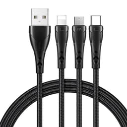 McDodo - 3-in-1 Data Cable, USB-A to Lightning / USB-C / Micro-USB, 1.2m, Black – Bild 1