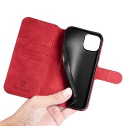 iPhone 13 Mini - DG.MING Vintage Flip Case avec 3 compartiments pour cartes et fermeture magnétique, aspect cuir, housse de protection, rouge – Bild 9