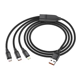 HOCO 3-in-1 Ultra 6A fast charging data cable for lightning+Micro+Type-C, noir (U104) – Bild 3
