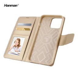 Apple iPhone 5/5S/SE (2016) - Hanman Mill Flip Case mit 3 Kartenfächern, gold – Bild 1