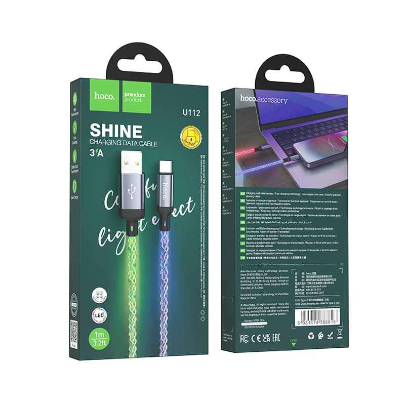 HOCO Câble de recharge Shine USB-C to USB (U112) Vert/Bleu – 2