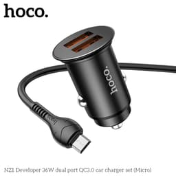 Hoco NZ1 Developer 36W Dual Port QC3.0 Car Charger Set (Micro-USB to USB), nero – Bild 3
