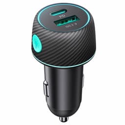 Joyroom - JR-CCN01 60W 1A+1C Multi-Color Car Charger with Light Button-Black – Bild 1