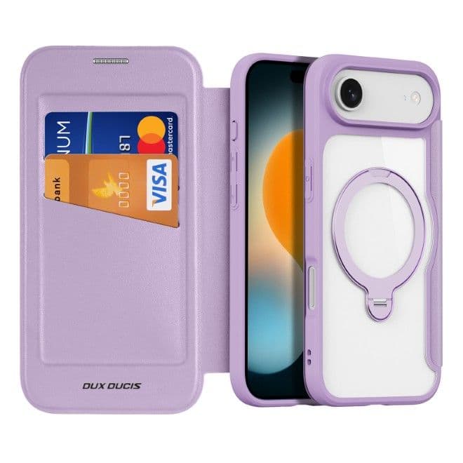 iPhone Air - DUX Ducis Skin X Pro Series Flip Case, Taschen (Vorder- & Rückseite), Violett mit MagStand – 2