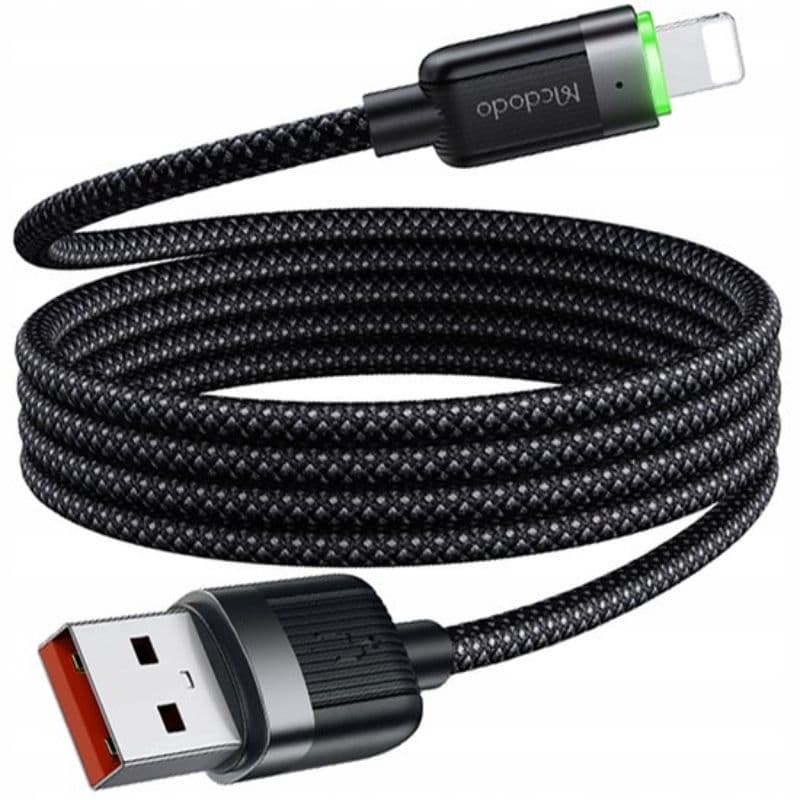 McDodo - USB-A to Lightning Magnetic Self Winding Cable, 1.2m, noir