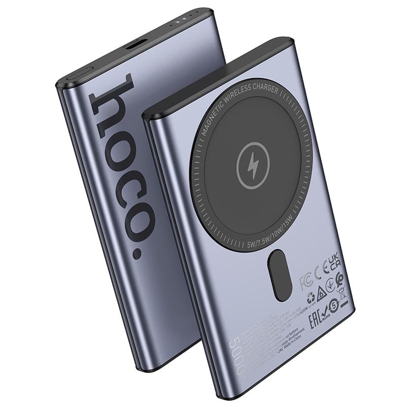 Hoco - Q32 Bird PD20W Banca di alimentazione magnetica senza fili, 5000mAh per smartphone e tablet, grigio scuro