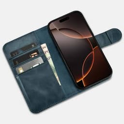 iPhone 16 Pro Max - iCarer Oil Wax Premium Genuine Leather Detachable 2 in 1 Wallet Flip Case con RFID Blocker, nero – Bild 5