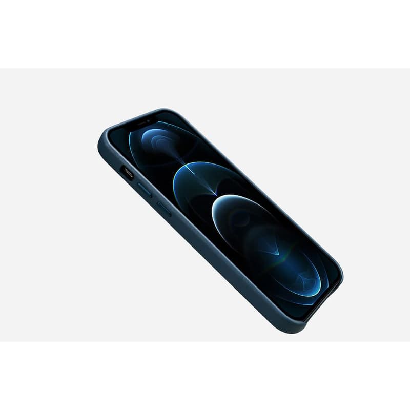 iPhone 12 Pro Max - iCarer coque arrière en cuir véritable bleu (RIX1208) – 3