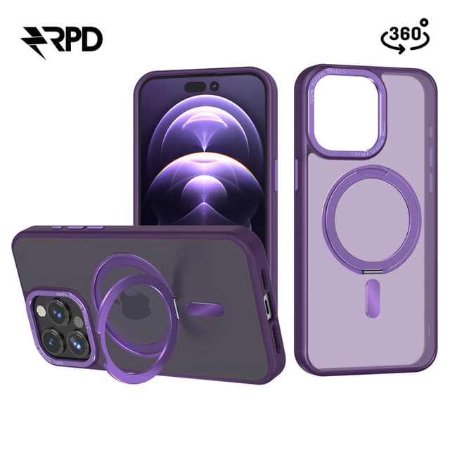 Apple Phone 15 Pro Max - 360 degree Magsafe Stand Case purple