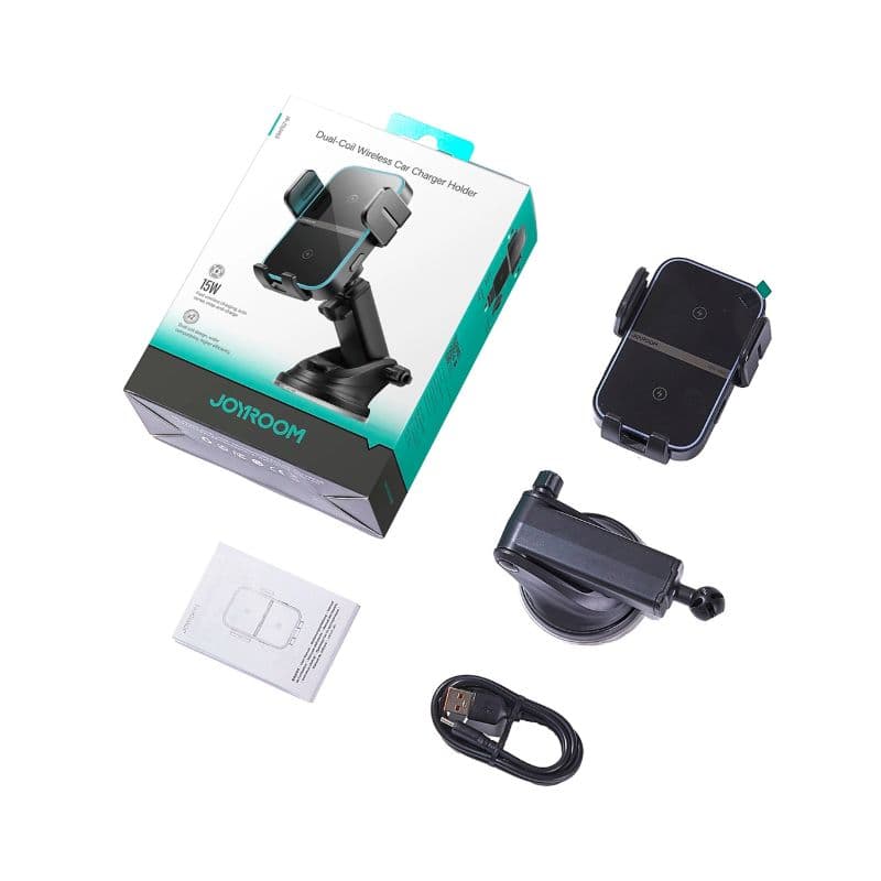 Joyroom Supporto per caricabatterie da auto senza fili a doppia bobina 15W – 3