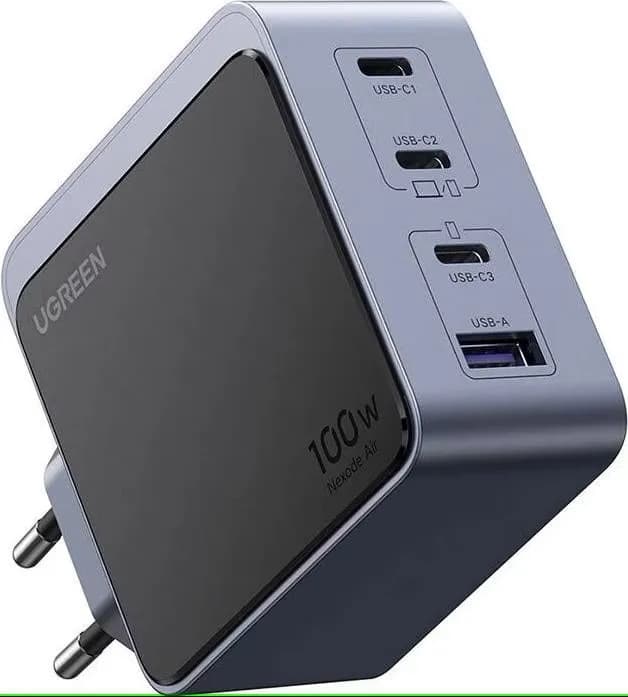 Ugreen - Caricabatterie rapido Nexode S GaN, 100W, 4 porte (3x USB-C / 1x USB-A), nero