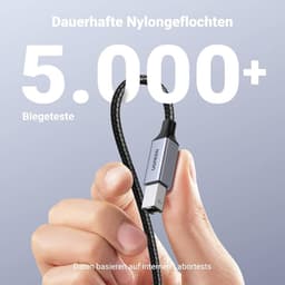 Ugreen – USB-C auf USB-B 2.0 Druckerkabel – Alugehäuse 3 m (US370 / 80808), schwarz/grau – Bild 3