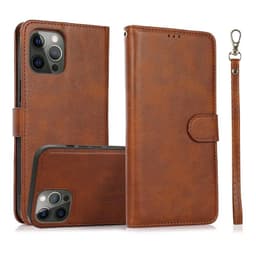 iPhone 14 Pro Max - Custodia flip magnetica 2in1 con slot per carte e cinturino da polso, marrone – Bild 1