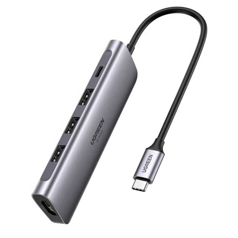 Ugreen - USB-C Hub 5-in-1 (4x USB-A + HDMI) (CM136 / 70495), gray/black