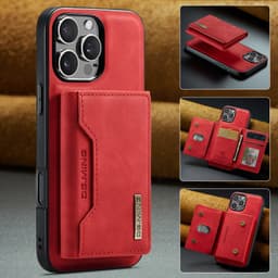 iPhone 11 Pro - DG.MING Etui, Leder-Optik, Kartenfach & Magnetverschluss, Rot – Bild 7